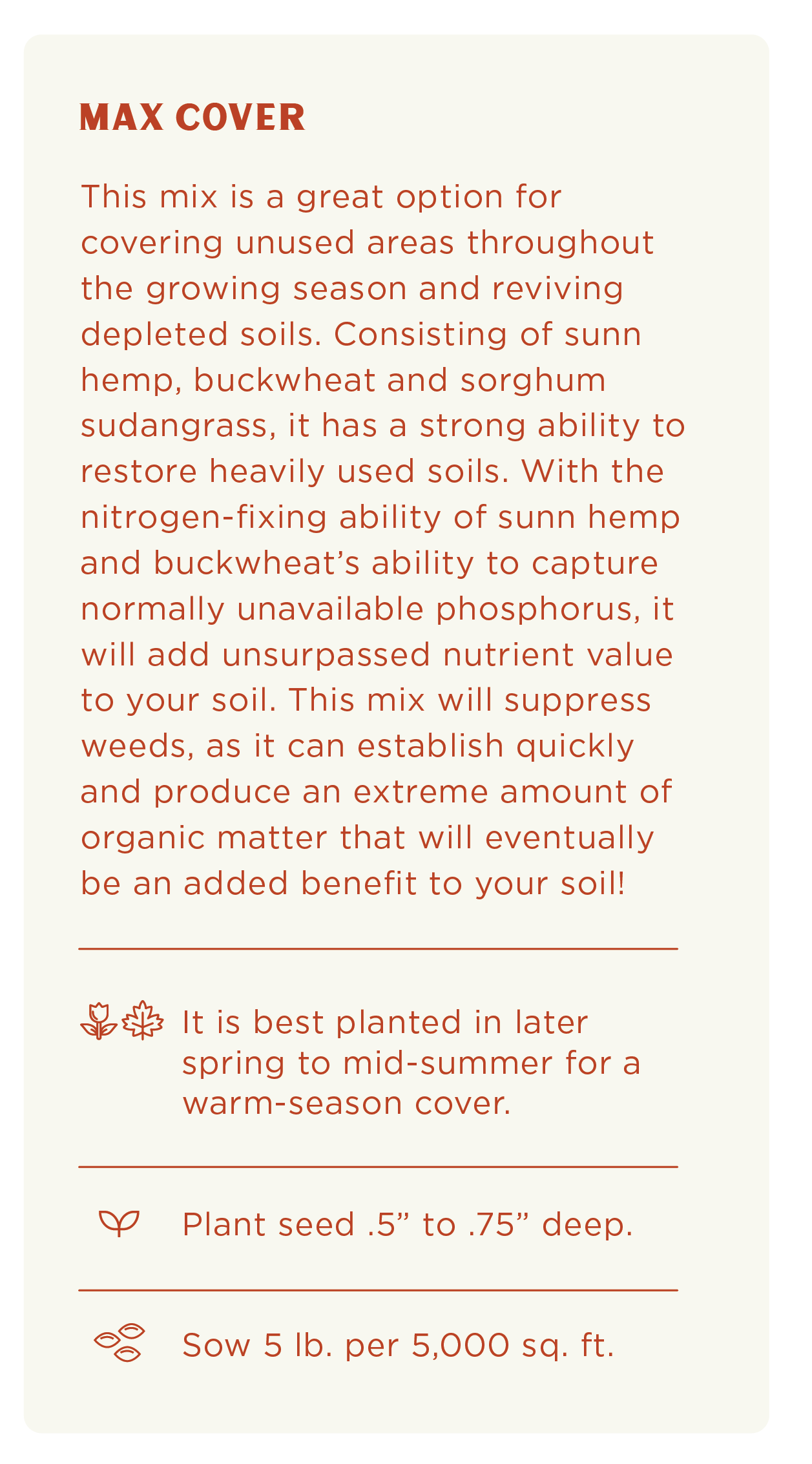Max Cover -Warm Season Mix (5 lb.), Cover Crop - Image 2