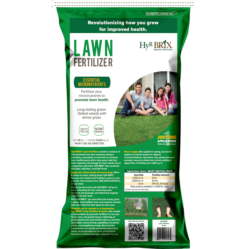 Hyr Brix Lawn Fertilizer 22-7-7 (45 Lb)