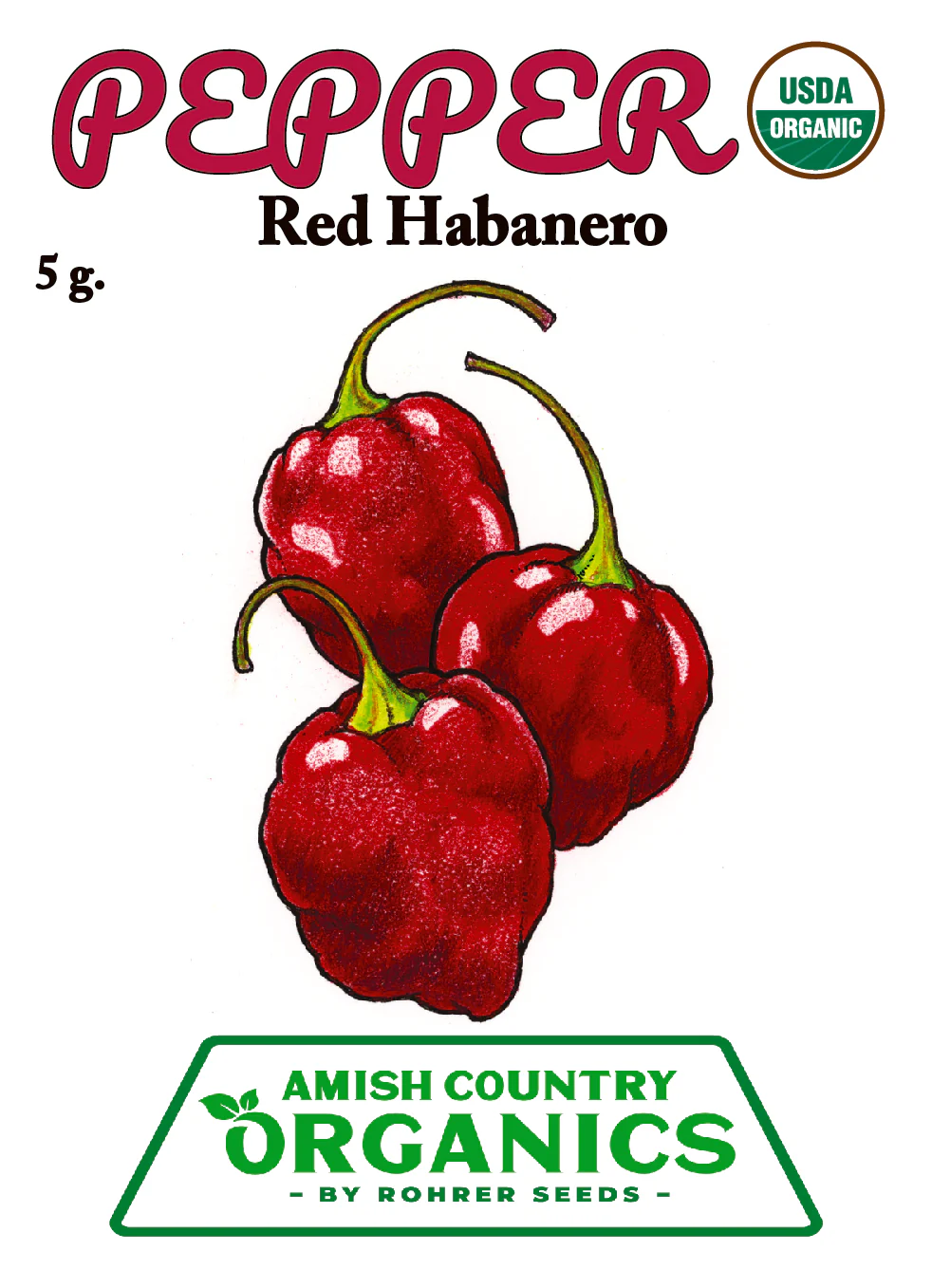 Organic Hot Pepper Seeds - USDA Red Habanero (30 Seeds) - Image 3