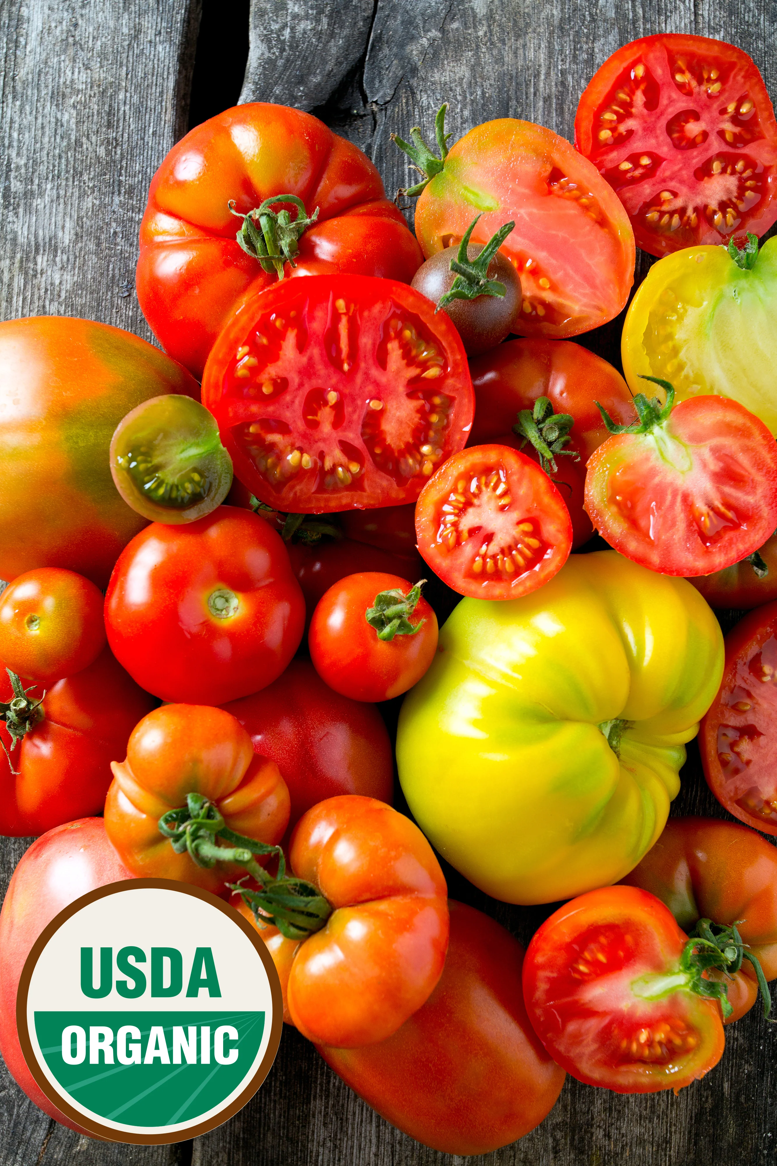 Organic Tomato Seeds — USDA Certified Heirloom Mix (100 seeds)