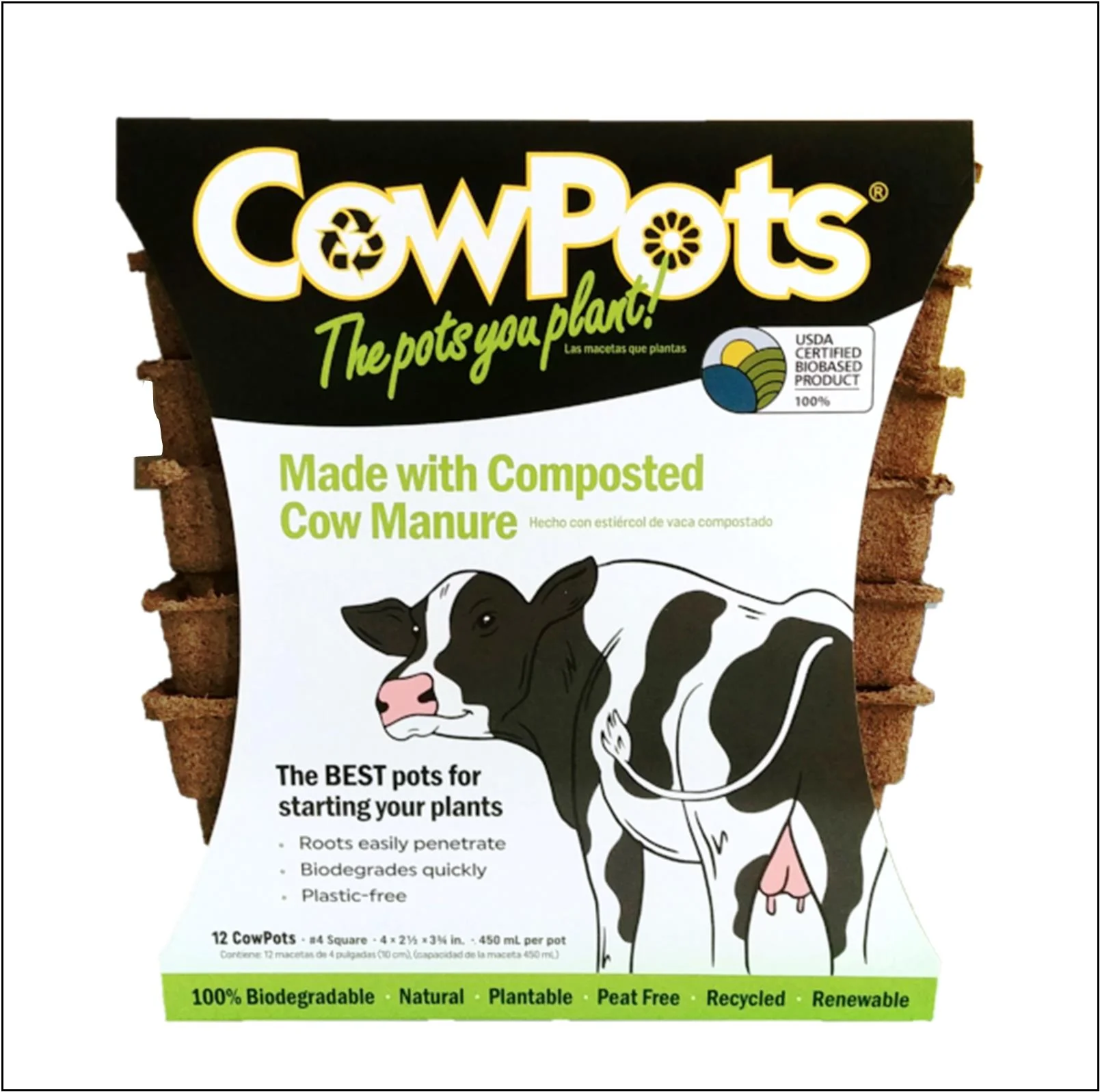 CowPots 4" Square (12 ct)